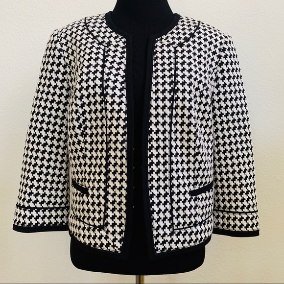 WHITE HOUSE BLACK MARKET houndstooth Jacket Sz 10 - Picture 1 of 8